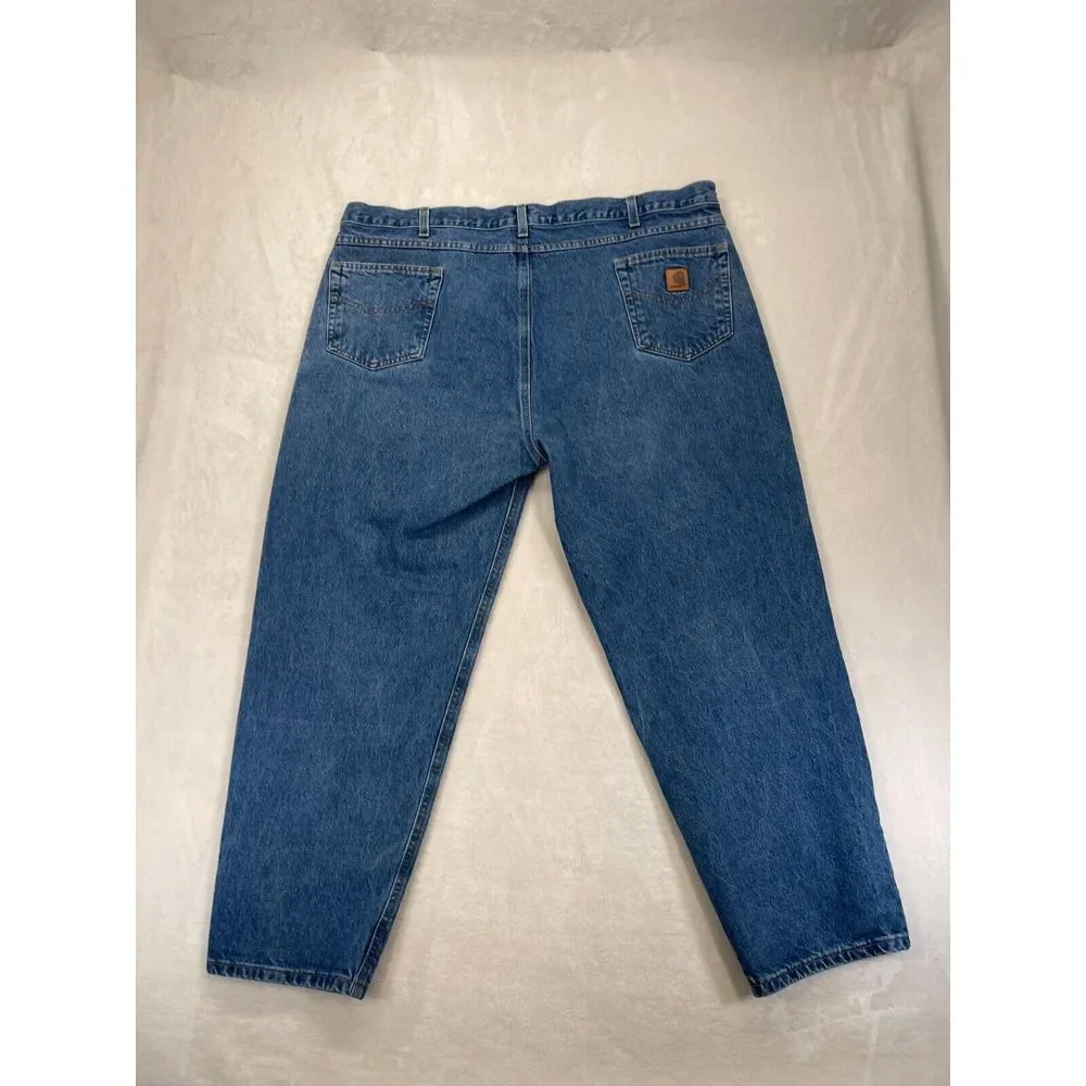 Carhartt Jeans Mens 46x30 B17 DST 100% Cotton Relaxed Fit Tapered Leg Denim Blue